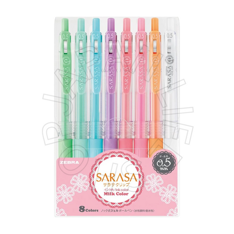 Zebra clip Rollerball Pens MILK 8-colour set